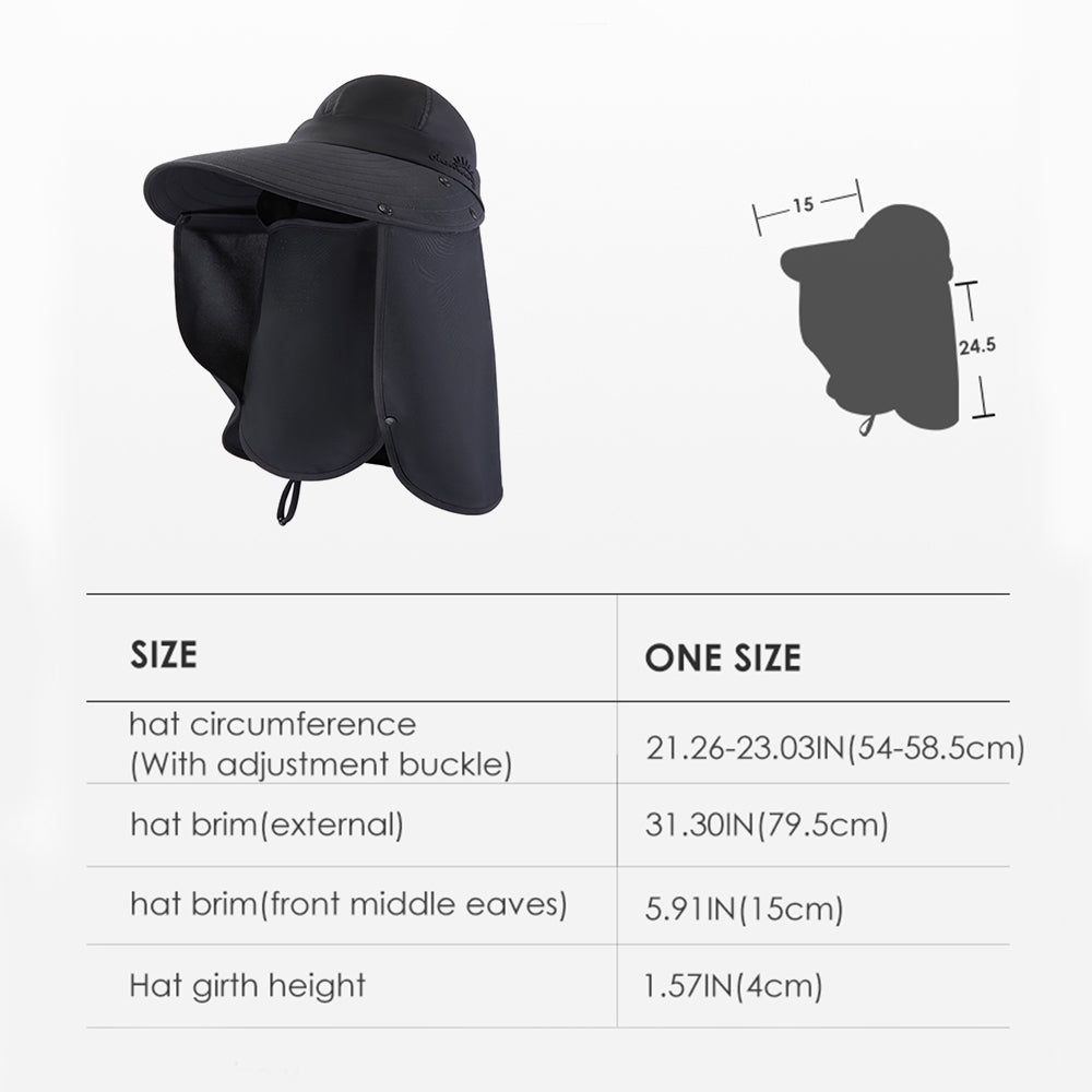 Unisex Sun Protection Fishing Hat with Face Neck Cover Flap Hiking Cap UPF 50+