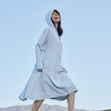 Women's Sun Protection Hoodie Long Sleeve Full Cover Cooling Mid Length Long Trench UPF 50+