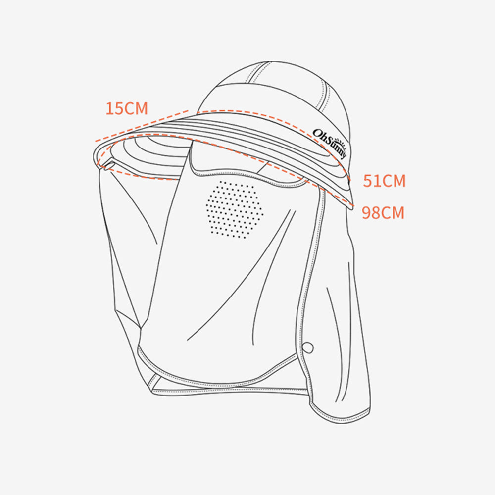 Unisex Fishing Hiking Sun Protection Face Neck Cover Flap Hat UPF 50+