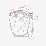 Unisex Fishing Hiking Sun Protection Face Neck Cover Flap Hat UPF 50+