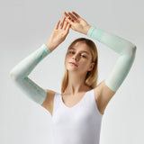 Women's Cooling Sports Compression Quick Dry UV Sun Protection Gardient Arm Sleeves UPF 50+