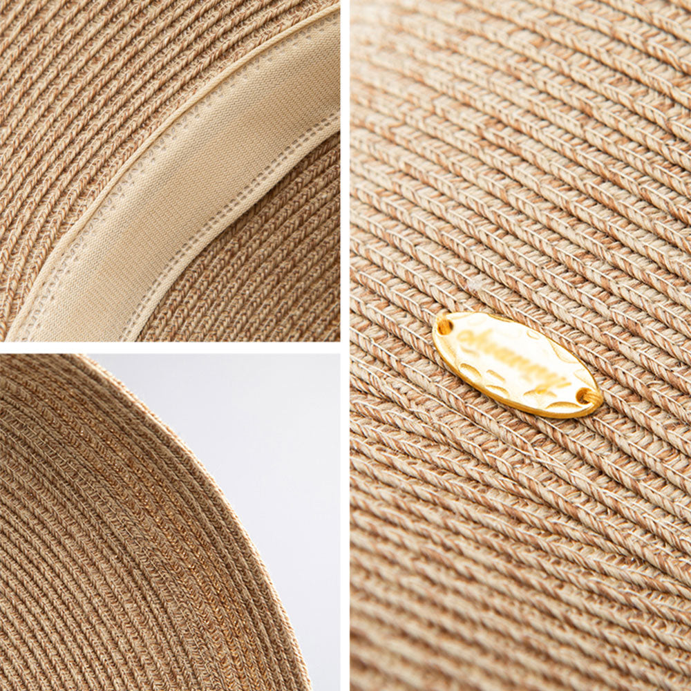 US Stock Women's Wide Brim Floppy Foldable Roll up Straw Hat UPF 50+