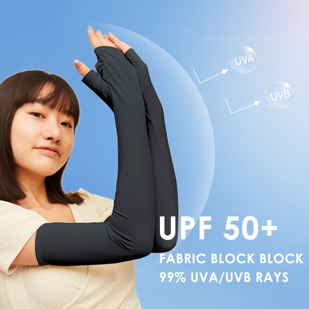 Long Arm Sleeves Mitten Sun-protective Over Sleeves UPF 50+