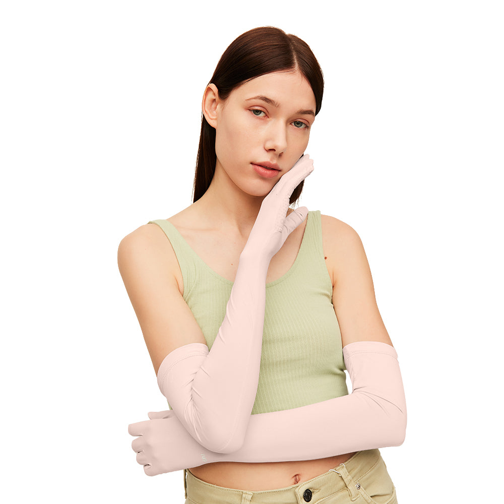 US Stock Sunscreen Gloves Summer-Long Outdoor Anti-Ultraviolet Arm Guard UPF 50+