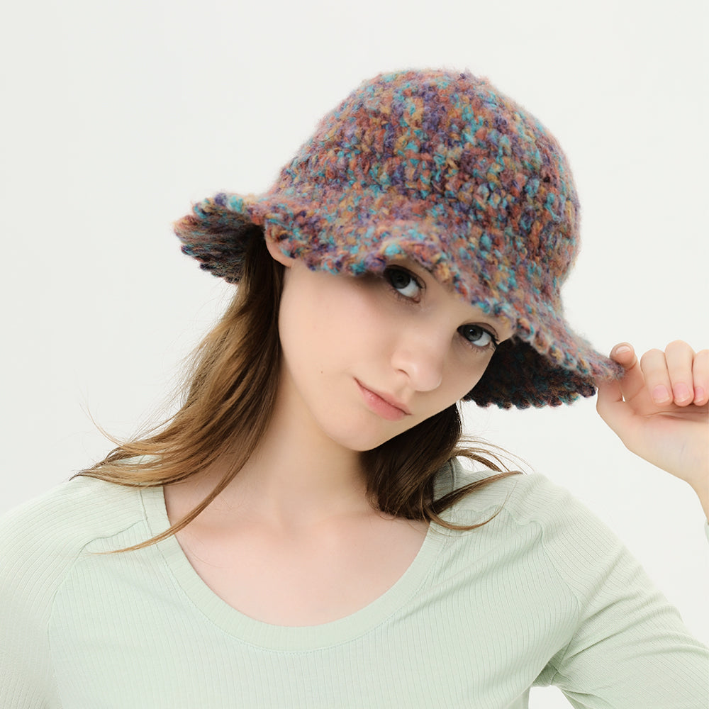 Knit Bucket Hat Winter Warm Stretchy Knitted Fisherman Cap