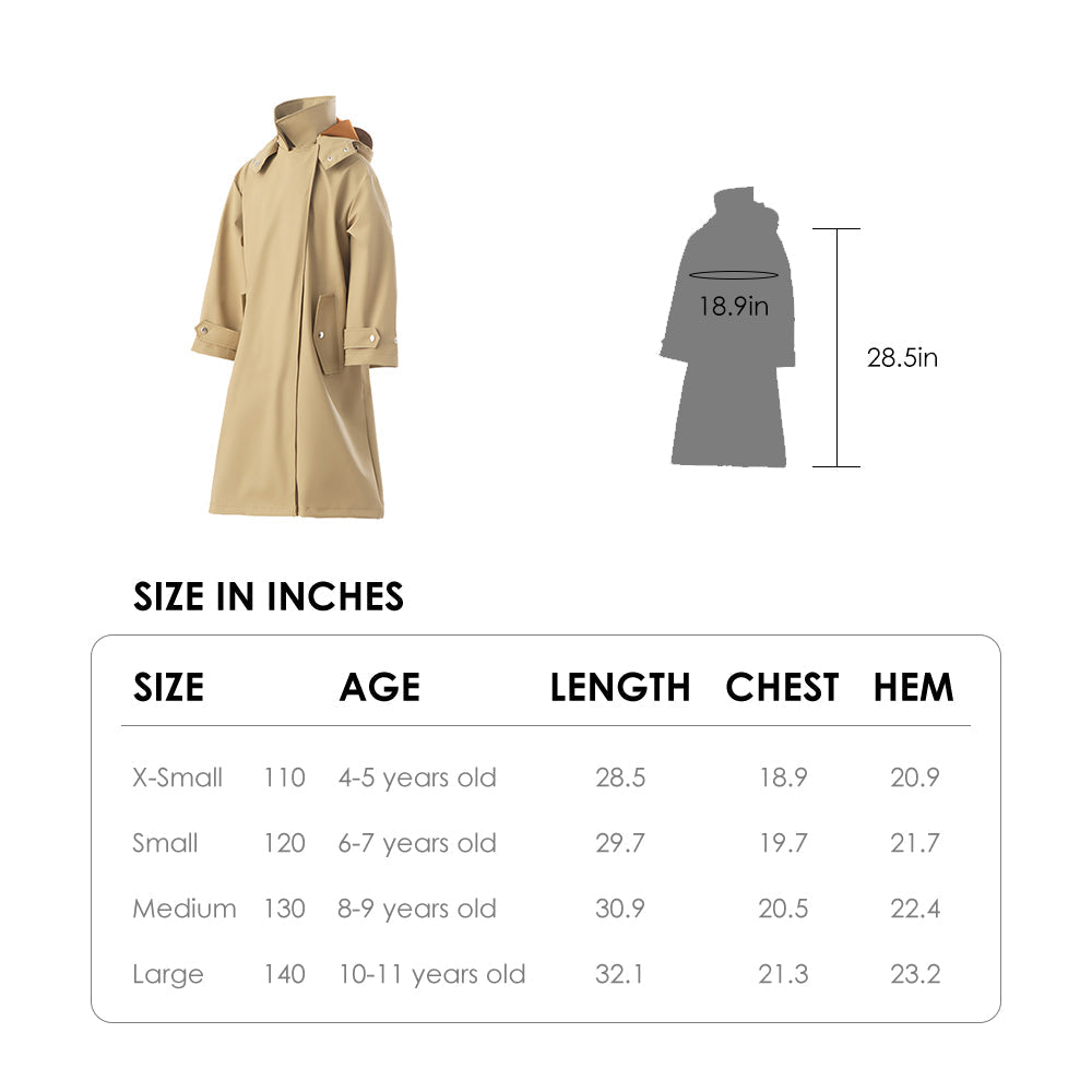 US Stock Kids Waterproof Jacket Hooded Raincoat Rain Wear for Girls Boys Age 4-11 Years