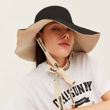 Women's Sun Hat Large Brim Bucket Hat Removable Belt