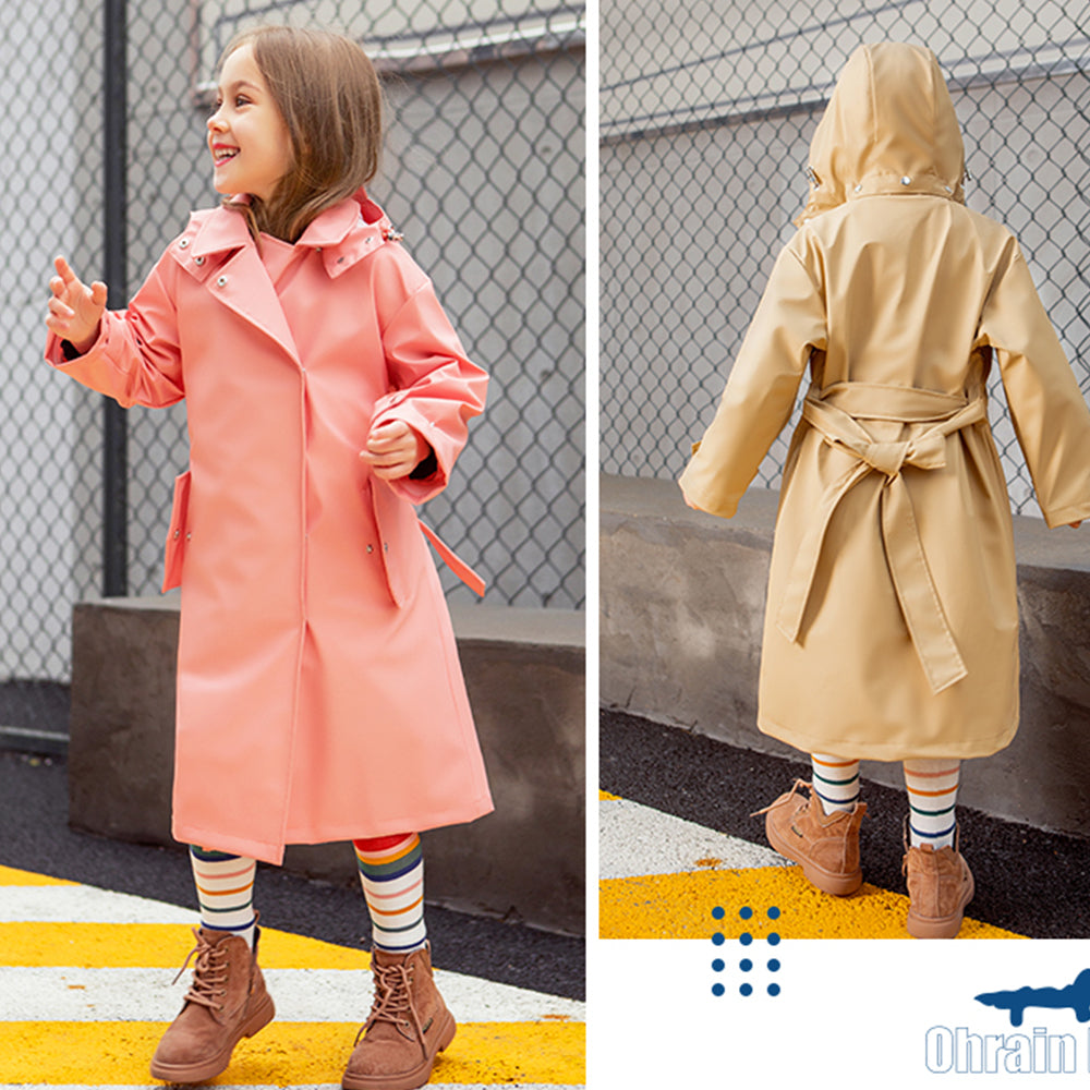 US Stock Kids Waterproof Jacket Hooded Raincoat Rain Wear for Girls Boys Age 4-11 Years