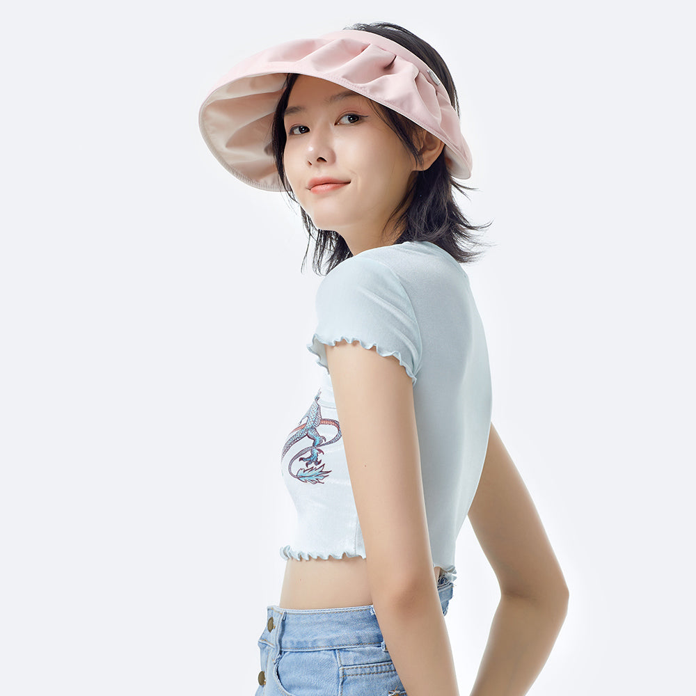 Sun Protection Wide Brim Foldable Hats Roll-Up Headband Visor UPF 50+