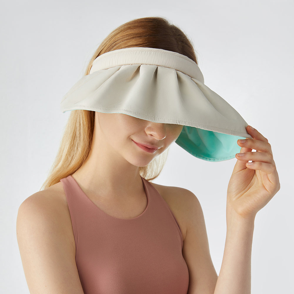 Sun Protection Wide Brim Foldable Hats Roll-Up Headband Visor UPF 50+