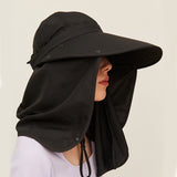 Unisex Sun Protection Fishing Hat with Face Neck Cover Flap Hiking Cap UPF 50+