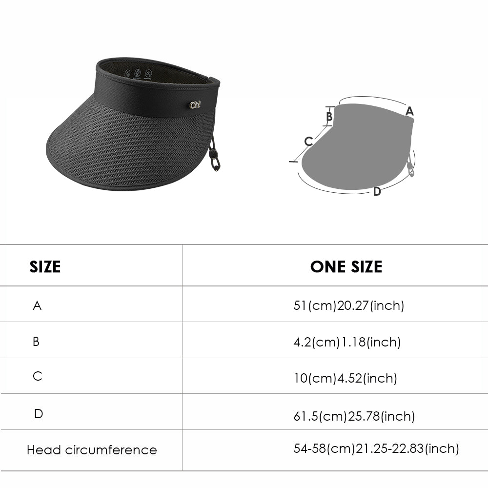 Unisex Wide Brim Visor Cap UPF 50+ Sun Protection Beach Hat