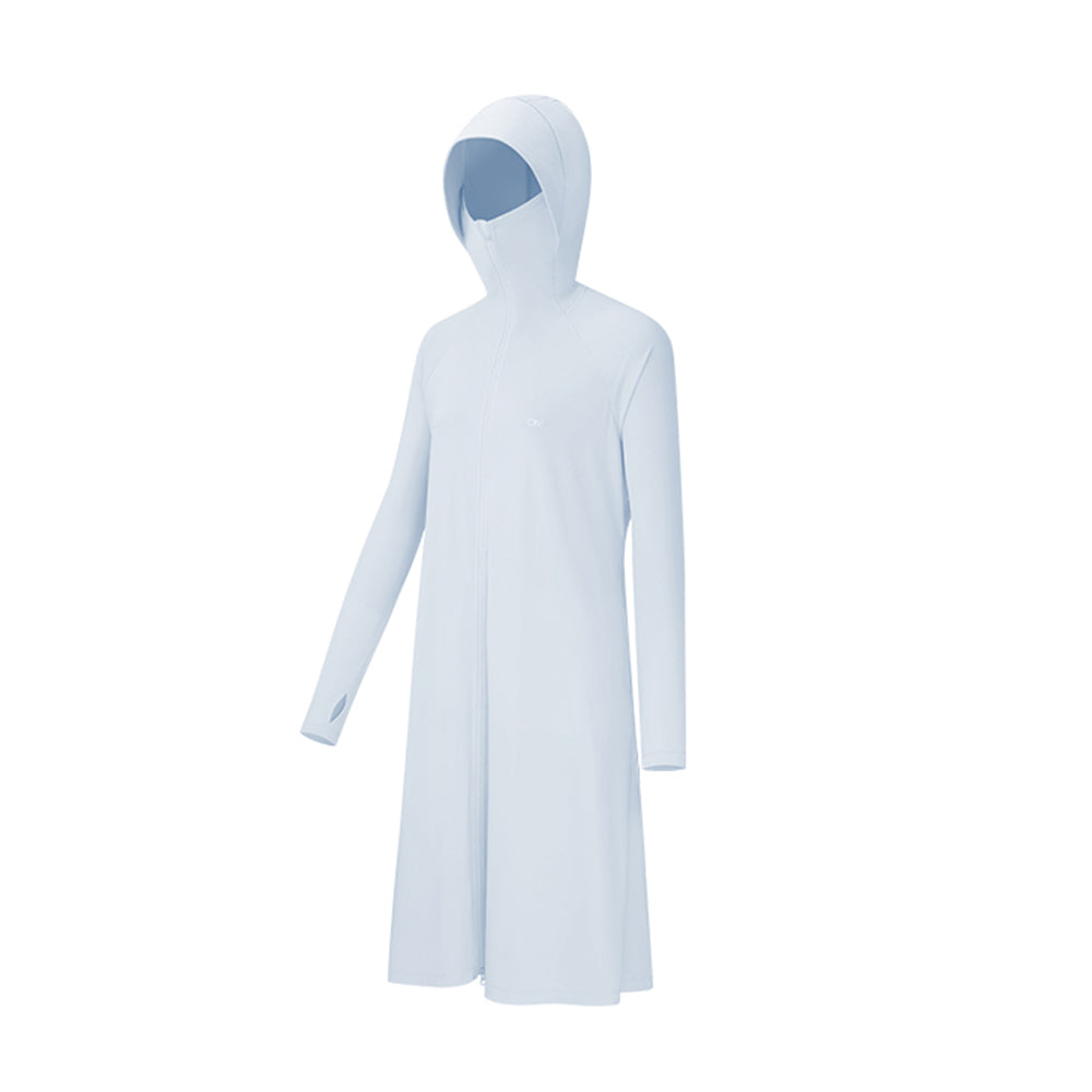 Women's Sun Protection Hoodie Long Sleeve Full Cover Cooling Mid Length Long Trench UPF 50+
