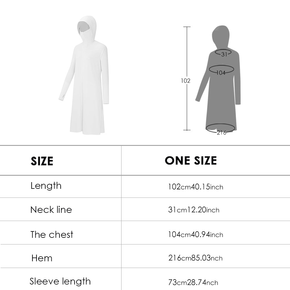 Women's Sun Protection Hoodie Long Sleeve Full Cover Cooling Mid Length Long Trench UPF 50+