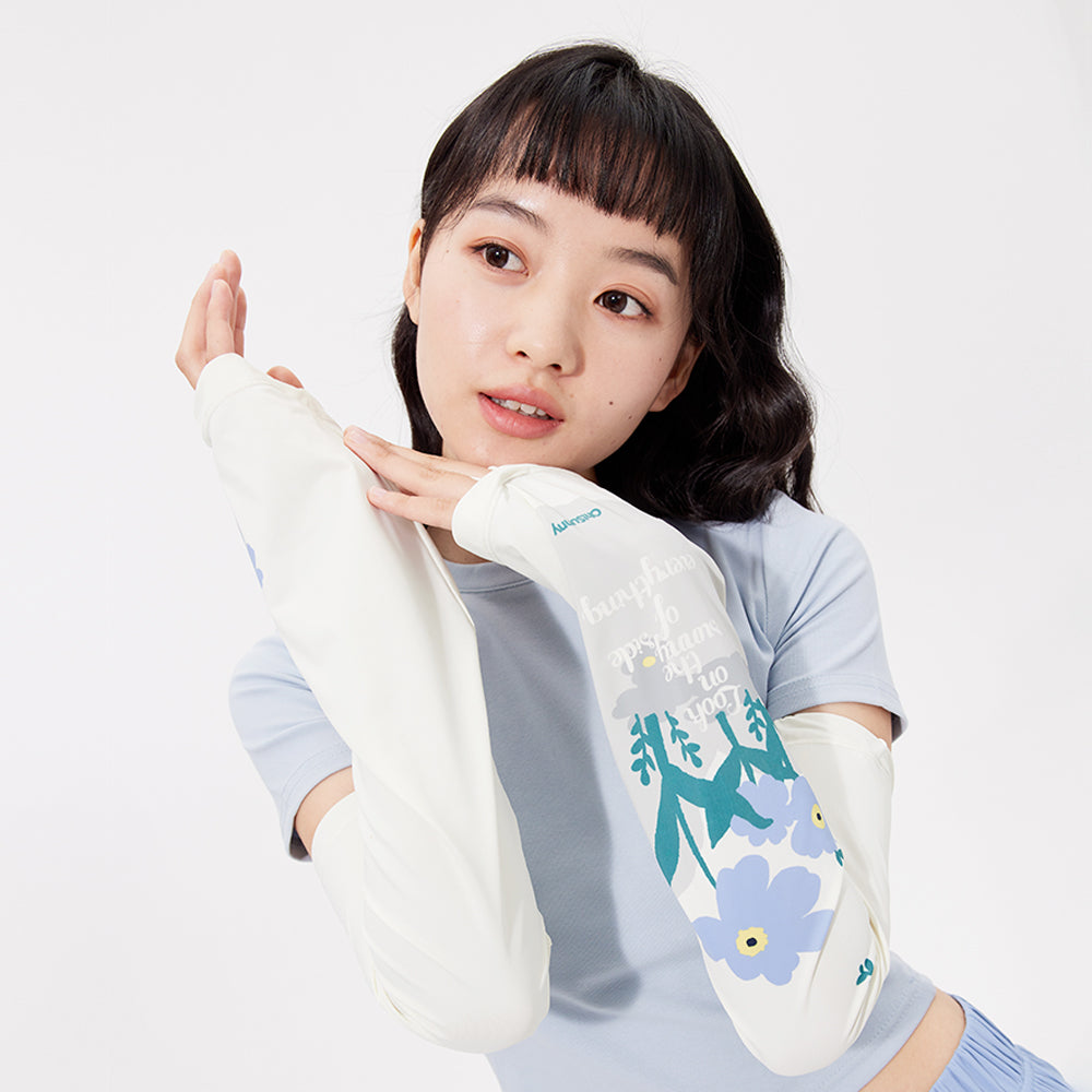 Women's Loose Printed Sun Protection Arm Sleeves UPF 50+