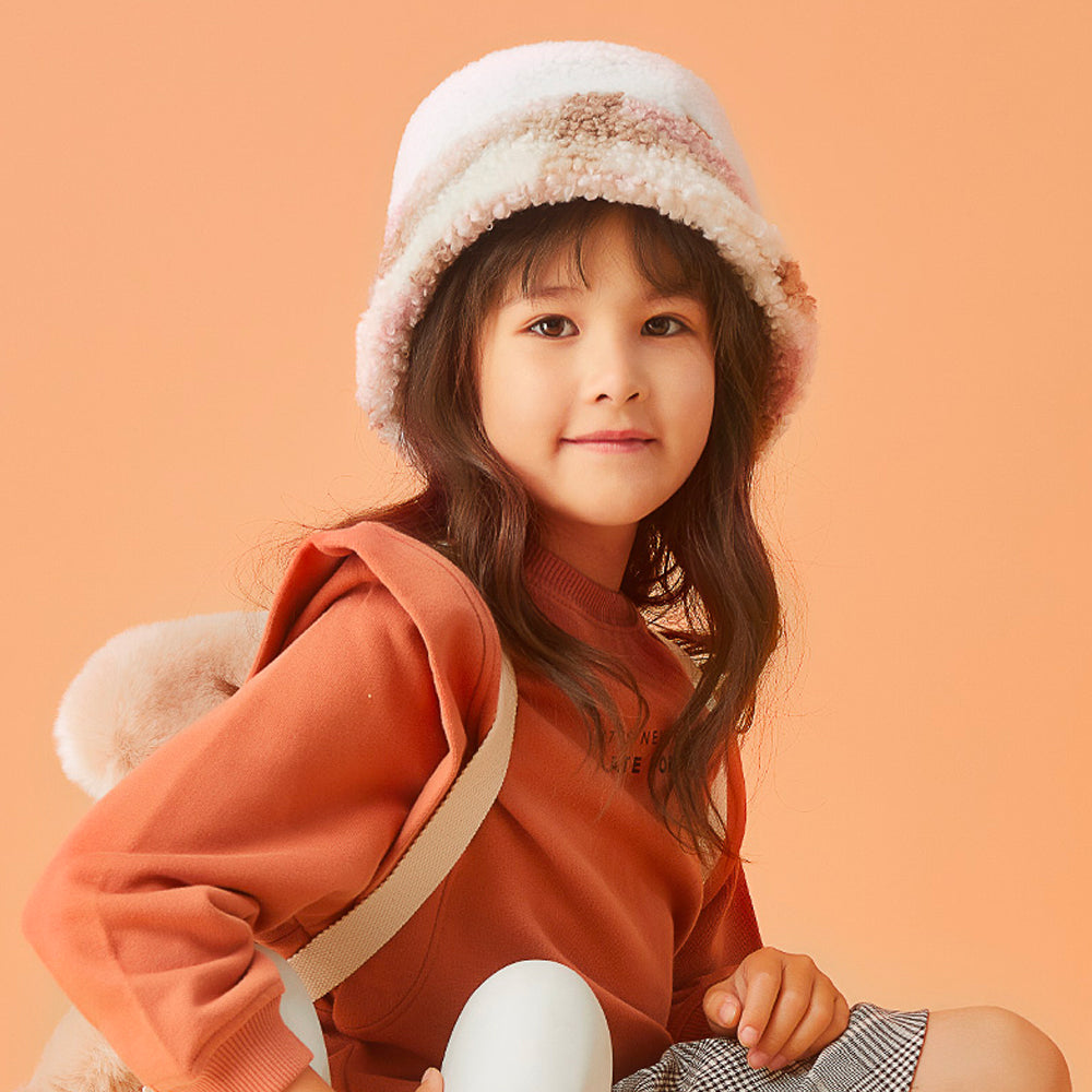Kid's Plush Bucket Hat UPF 50+ Winter Warm Caps