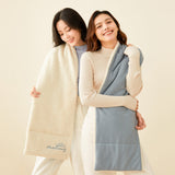 Dual-sided Fleece Long Scarf Warm Wrap Shawl with Pockets for Cold Winter Season