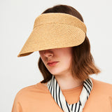 US Stock Straw Sun Visor Hat Beach Summer Unisex Caps Foldable Ponytail Visor
