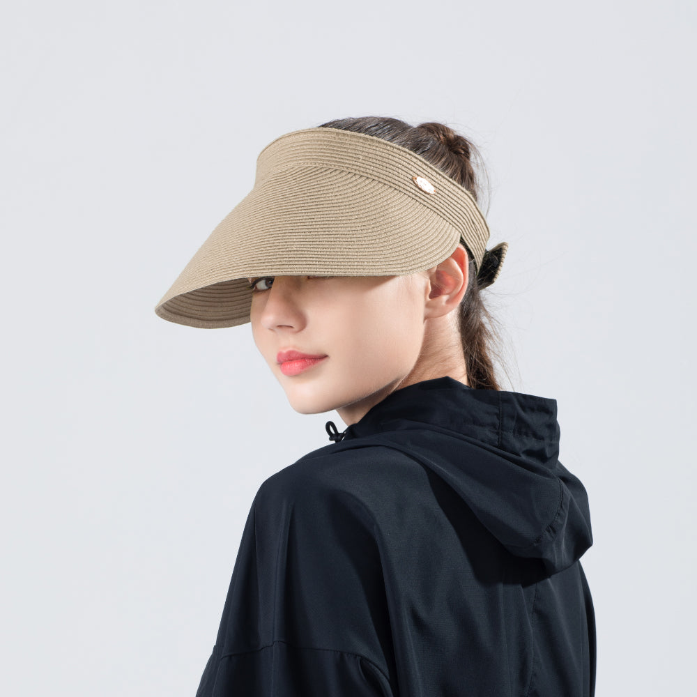 Women's Wide-Brim Roll-up Foldable Straw Hat UPF 50+