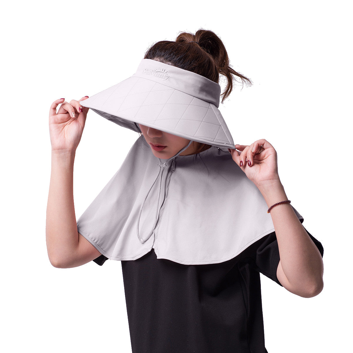 US Stock Women's Wide Brim UV Protection Shoulder Cover Bucket Hat UPF 50+