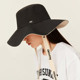 Women's Sun Hat Large Brim Bucket Hat Removable Belt