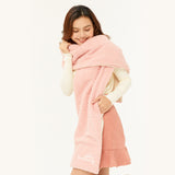 Dual-sided Fleece Long Scarf Warm Wrap Shawl with Pockets for Cold Winter Season