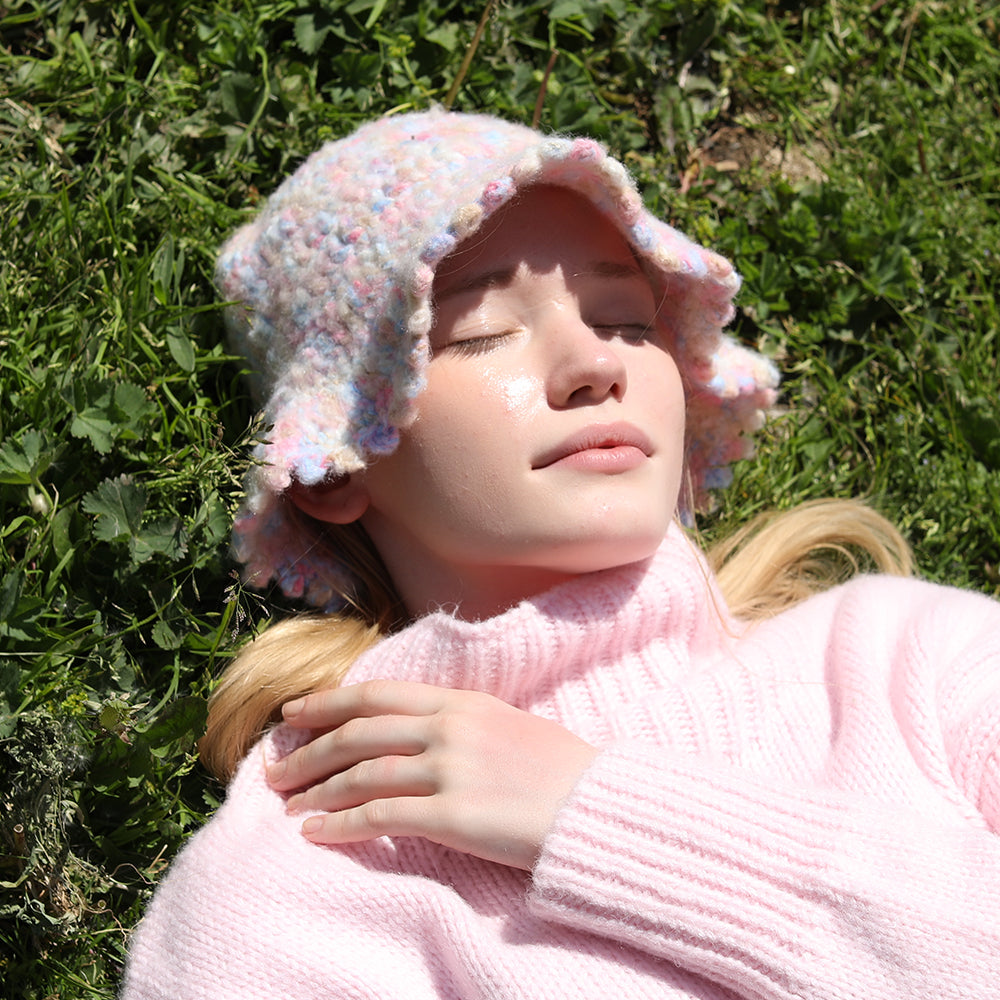 Knit Bucket Hat Winter Warm Stretchy Knitted Fisherman Cap