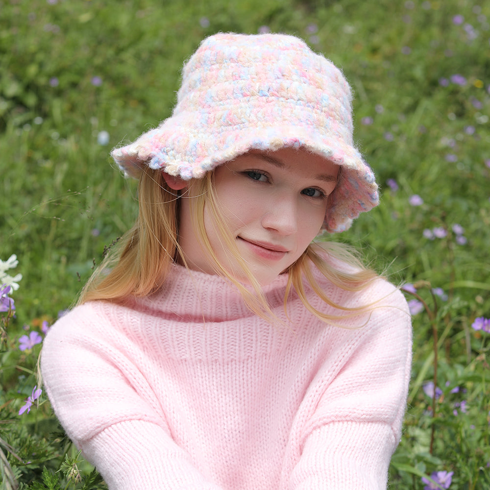 Knit Bucket Hat Winter Warm Stretchy Knitted Fisherman Cap