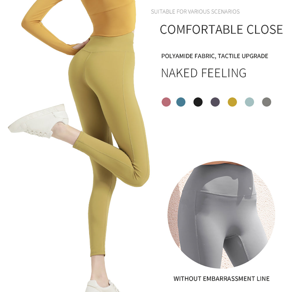 US Stock High-Waist Leggings Anti-Chafing Seams Ankle Sports Yoga Pants