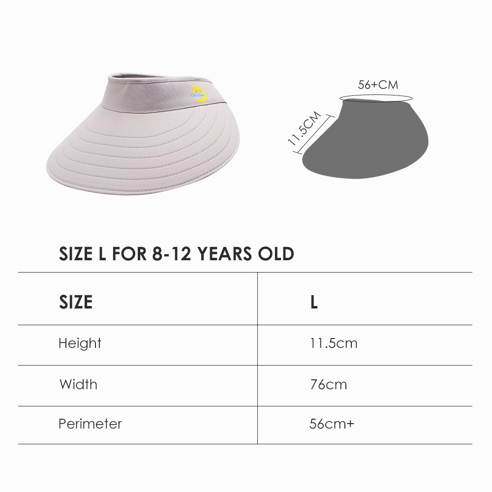 US Stock Kid's Large Brim Visor Cap UPF 50+ for 4-12 Years Old