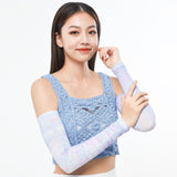 Women's Cooling Sports Compression Quick Dry UV Sun Protection Gardient Arm Sleeves UPF 50+