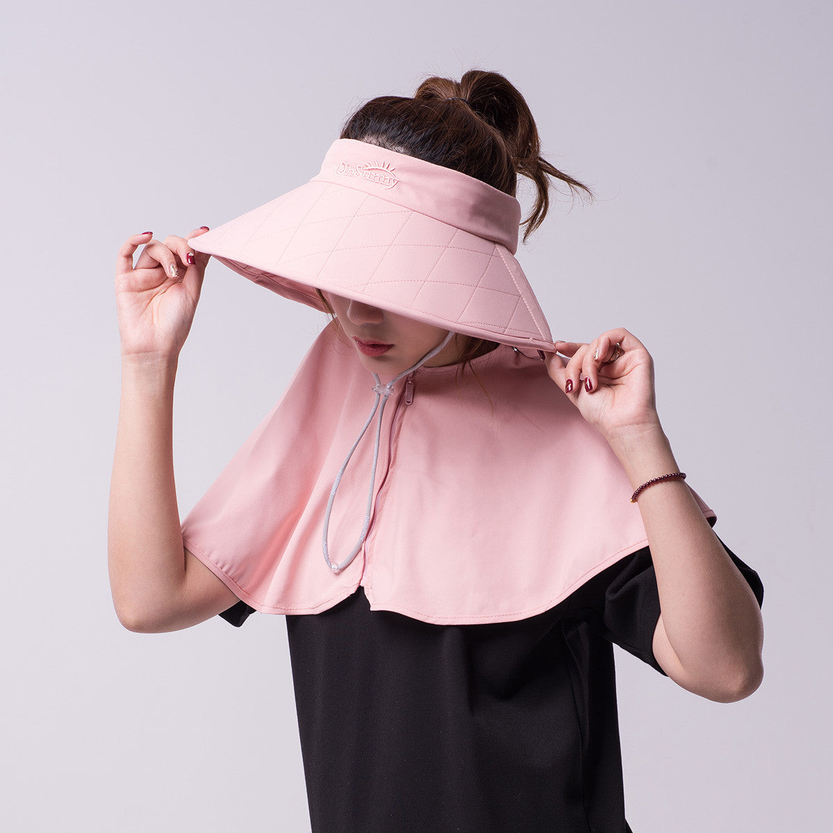US Stock Women's Wide Brim UV Protection Shoulder Cover Bucket Hat UPF 50+