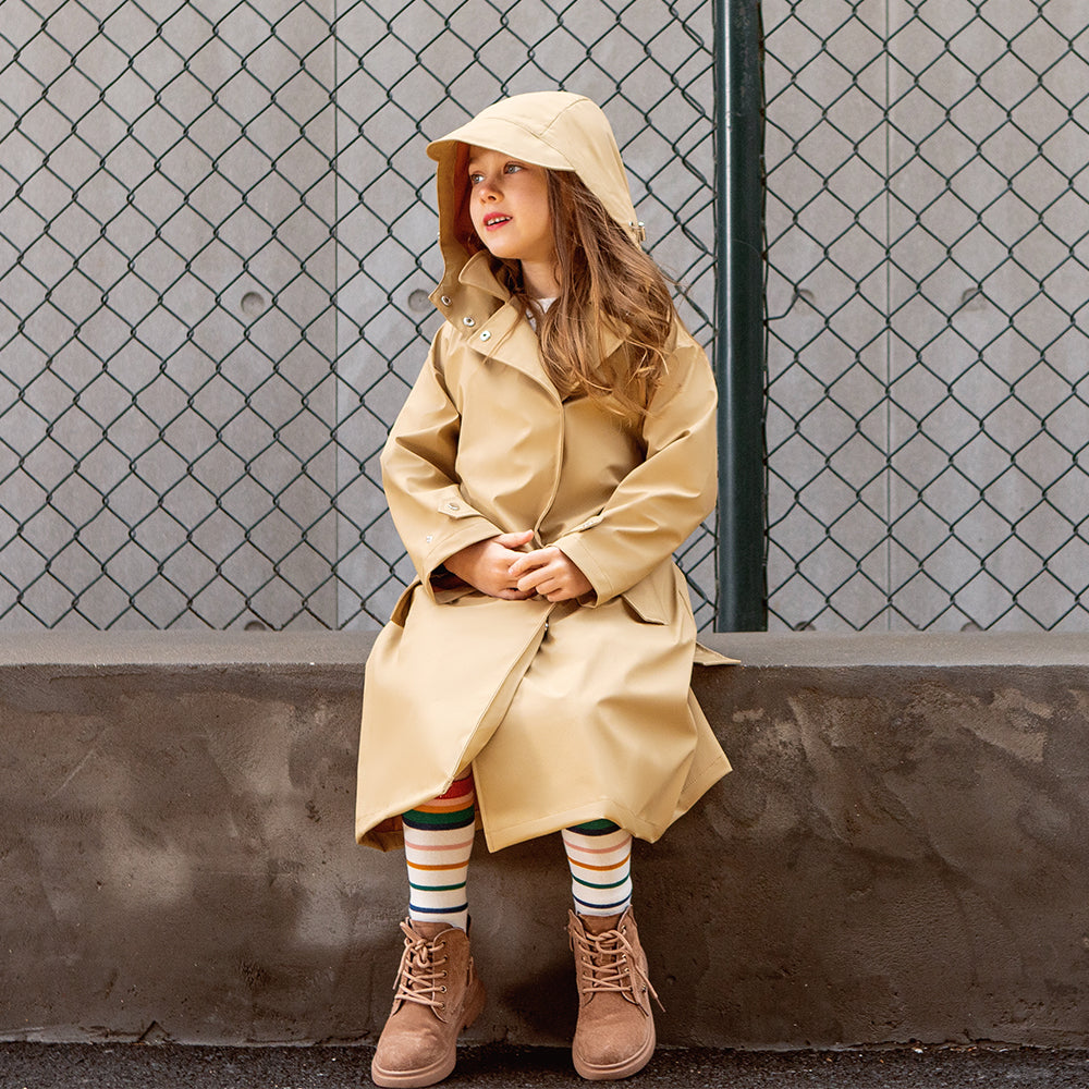 US Stock Kids Waterproof Jacket Hooded Raincoat Rain Wear for Girls Boys Age 4-11 Years