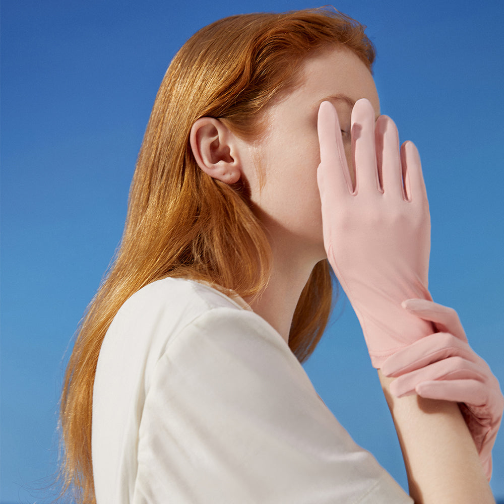 Women's Summer Anti-Ultraviolet Thin Section Breathable Non-Slip Outdoor Cycling Full-Finger Short Gloves