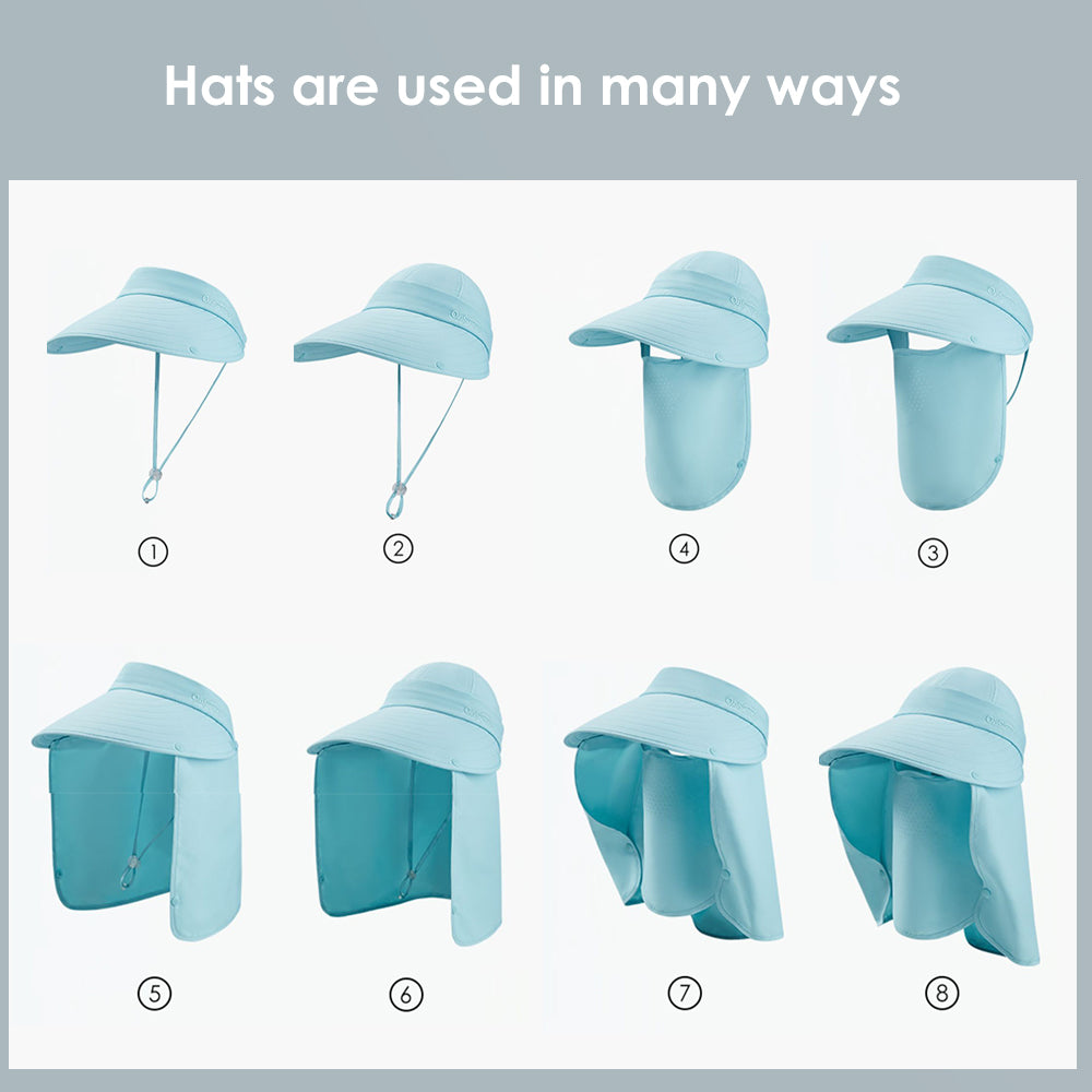 Unisex Sun Protection Fishing Hat with Face Neck Cover Flap Hiking Cap UPF 50+