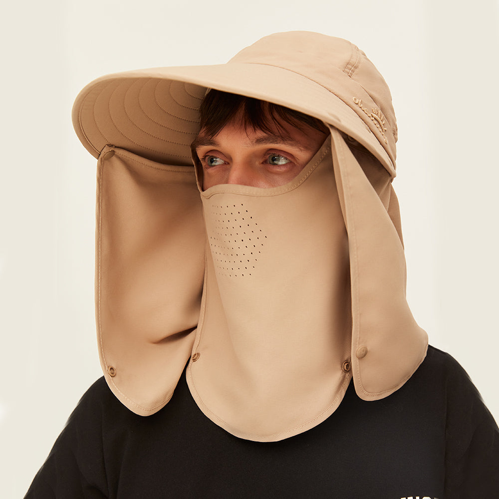 Unisex Sun Protection Fishing Hat with Face Neck Cover Flap Hiking Cap UPF 50+
