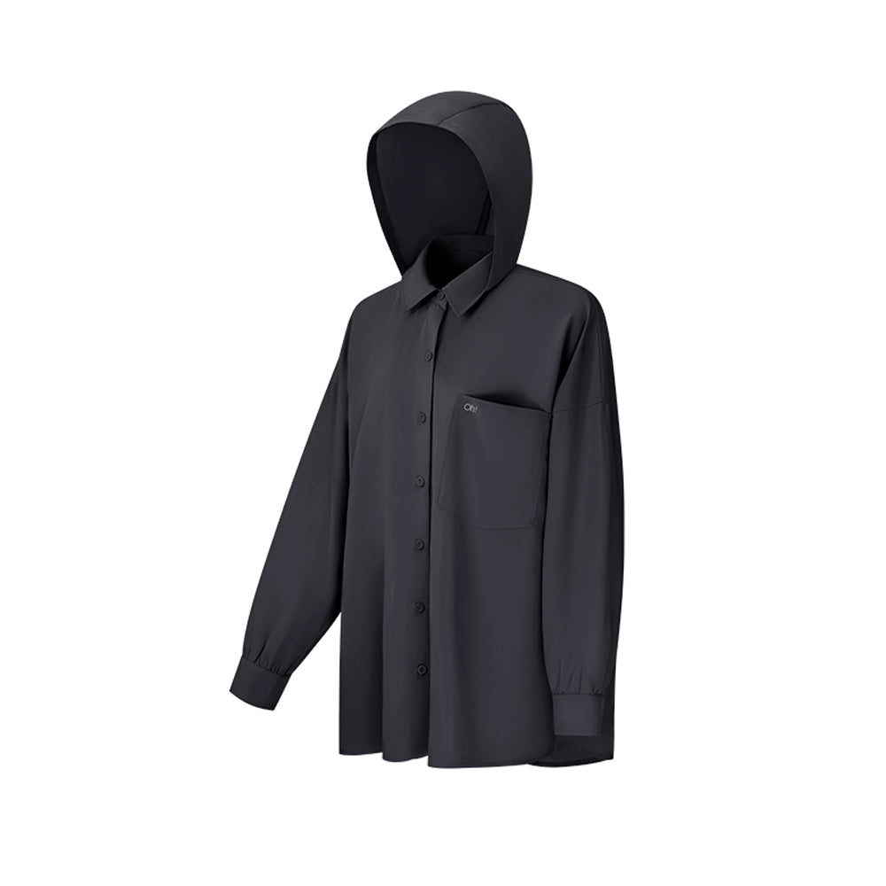 Women's Sun Protection Shirt with Removable Hat Loose Hoodie UPF50+