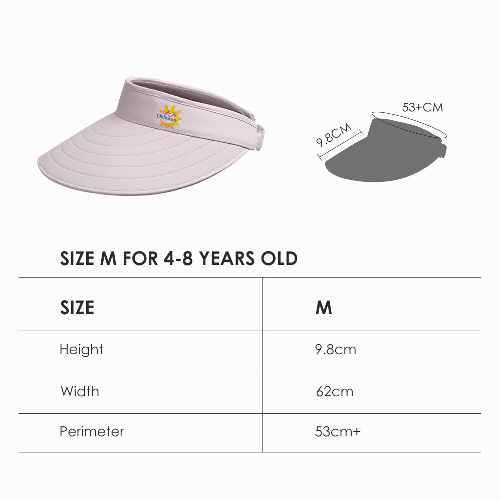 US Stock Kid's Large Brim Visor Cap UPF 50+ for 4-12 Years Old