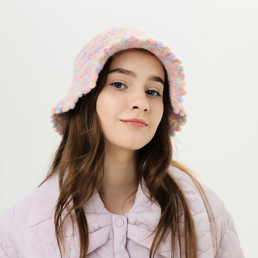 Knit Bucket Hat Winter Warm Stretchy Knitted Fisherman Cap