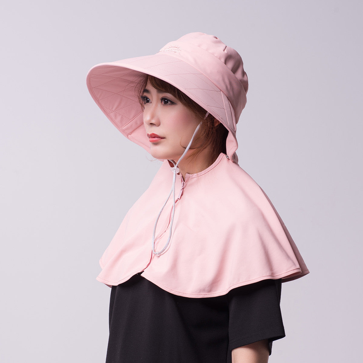 US Stock Women's Wide Brim UV Protection Shoulder Cover Bucket Hat UPF 50+