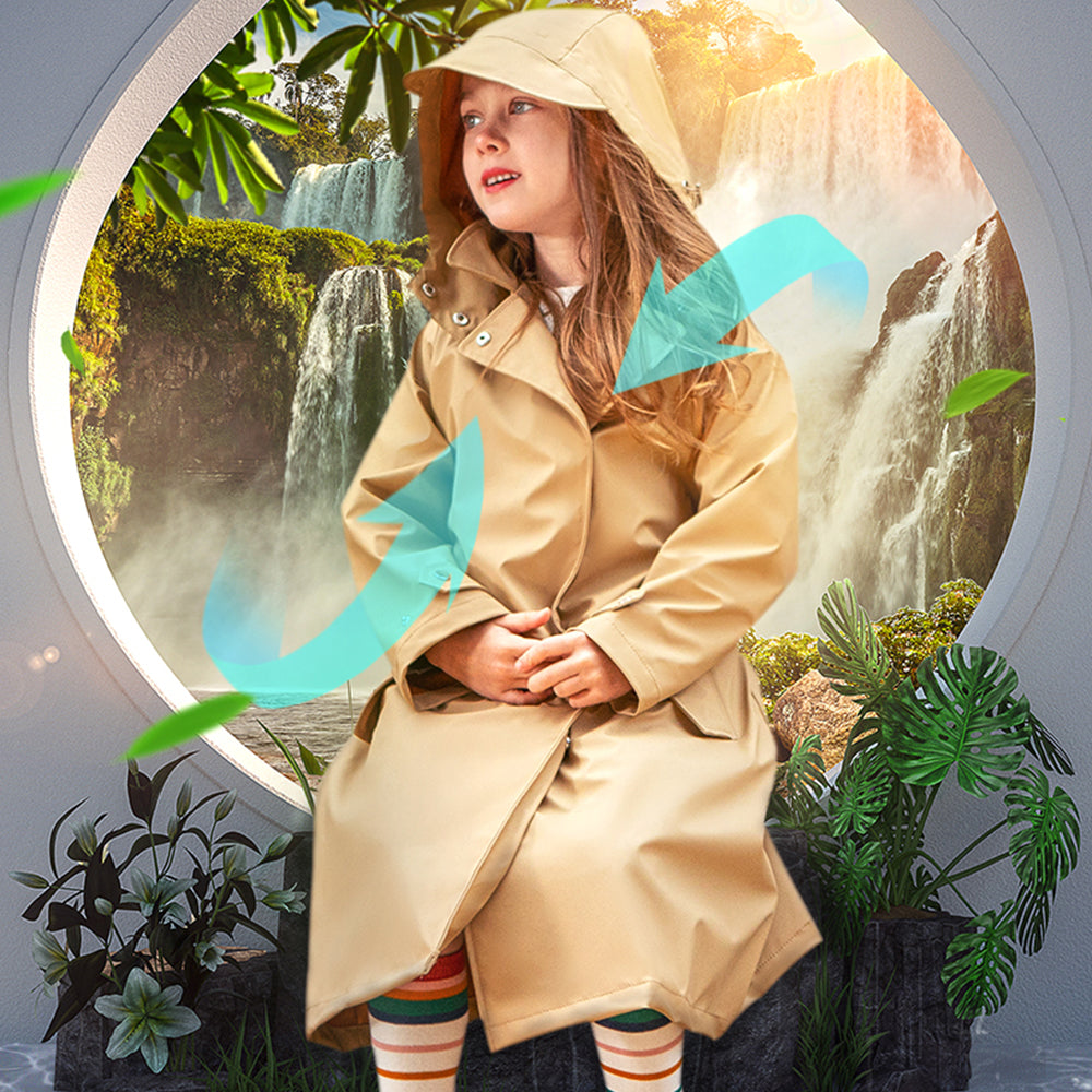 US Stock Kids Waterproof Jacket Hooded Raincoat Rain Wear for Girls Boys Age 4-11 Years