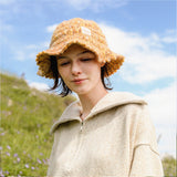 Knit Bucket Hat Winter Warm Stretchy Knitted Fisherman Cap
