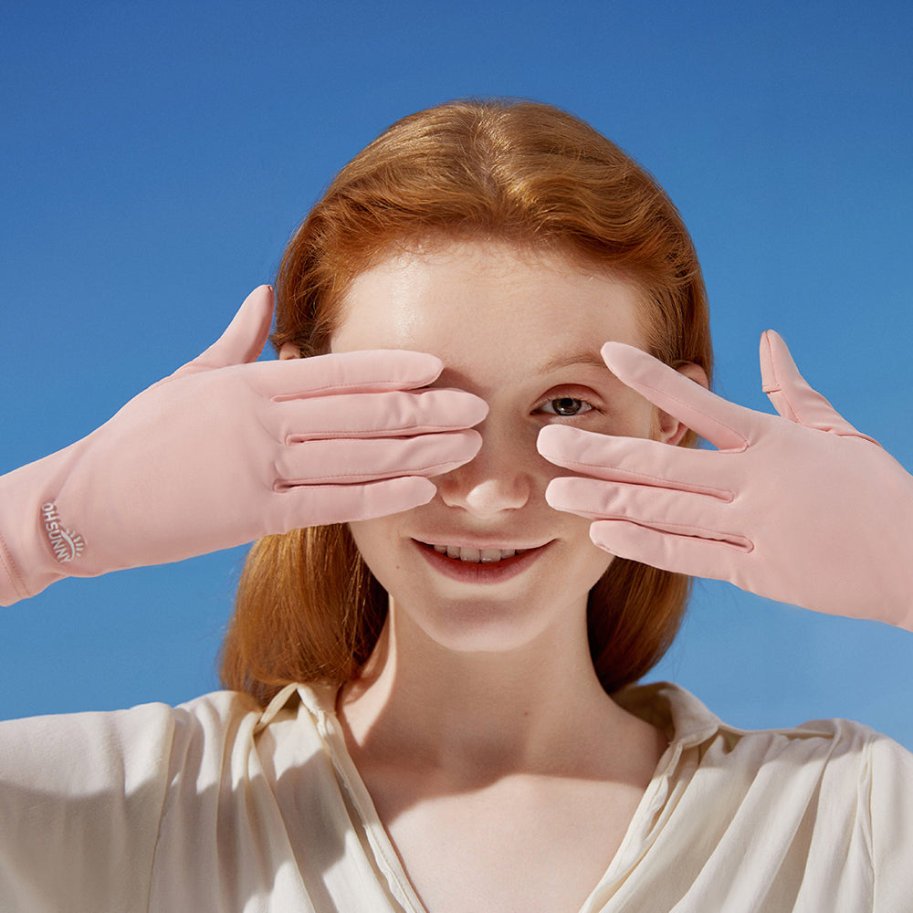 Women's Summer Anti-Ultraviolet Thin Section Breathable Non-Slip Outdoor Cycling Full-Finger Short Gloves