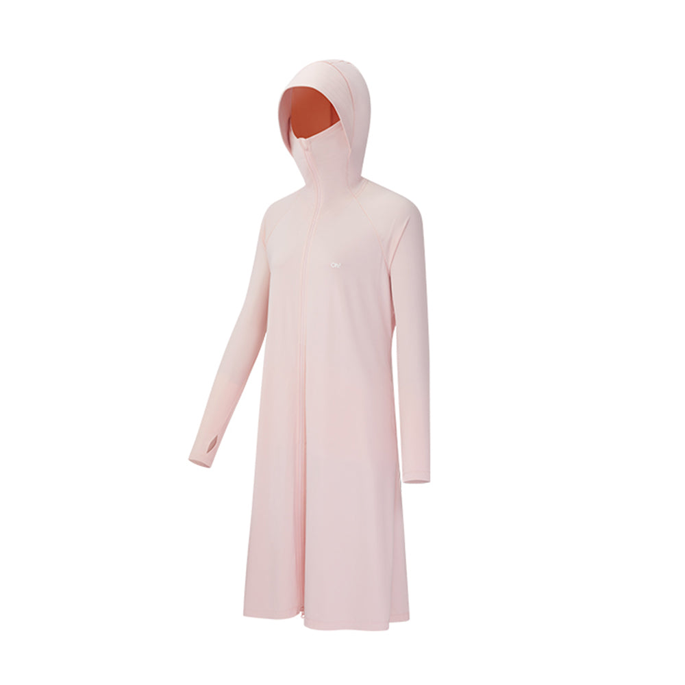 Women's Sun Protection Hoodie Long Sleeve Full Cover Cooling Mid Length Long Trench UPF 50+