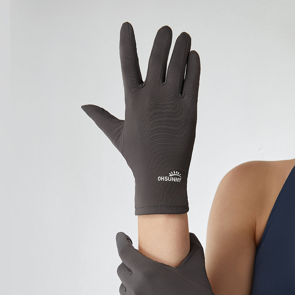 Women's Summer Anti-Ultraviolet Thin Section Breathable Non-Slip Outdoor Cycling Full-Finger Short Gloves