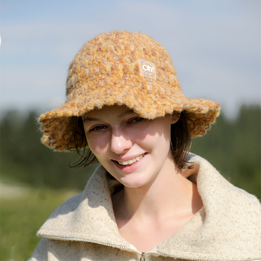 Knit Bucket Hat Winter Warm Stretchy Knitted Fisherman Cap