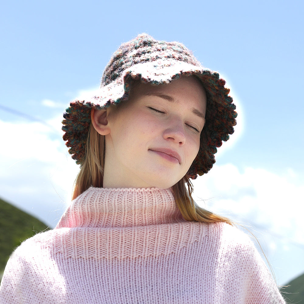 Knit Bucket Hat Winter Warm Stretchy Knitted Fisherman Cap