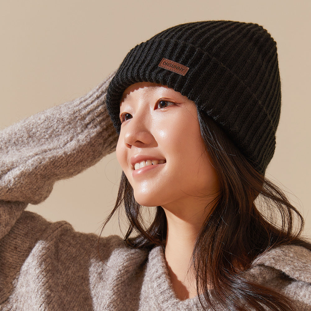 Women's Winter Sheep Wool Heated Knit Hat