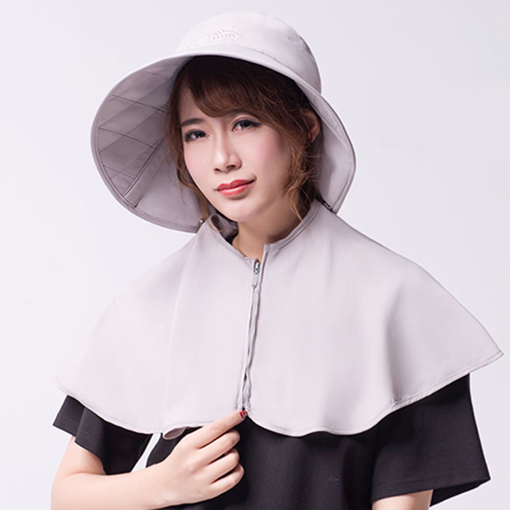 US Stock Women's Wide Brim UV Protection Shoulder Cover Bucket Hat UPF 50+