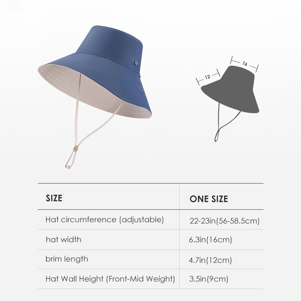 Women's Large Brim Bucket Hat Reversible Sun Cap UPF50+ Waterproof